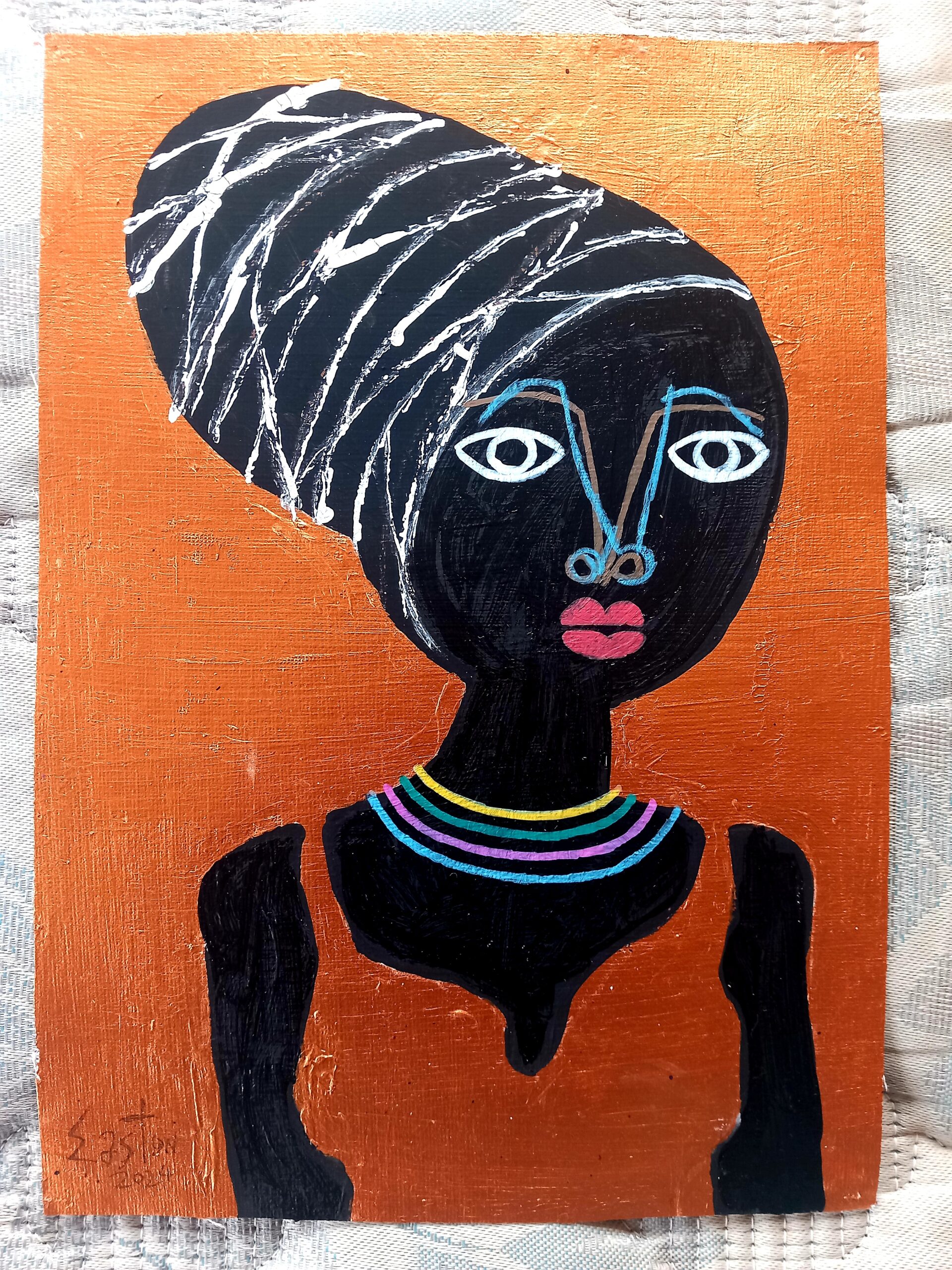 Gold Queen, 9 x 12 inches, acrylic on canvas, by Easton, 2026
