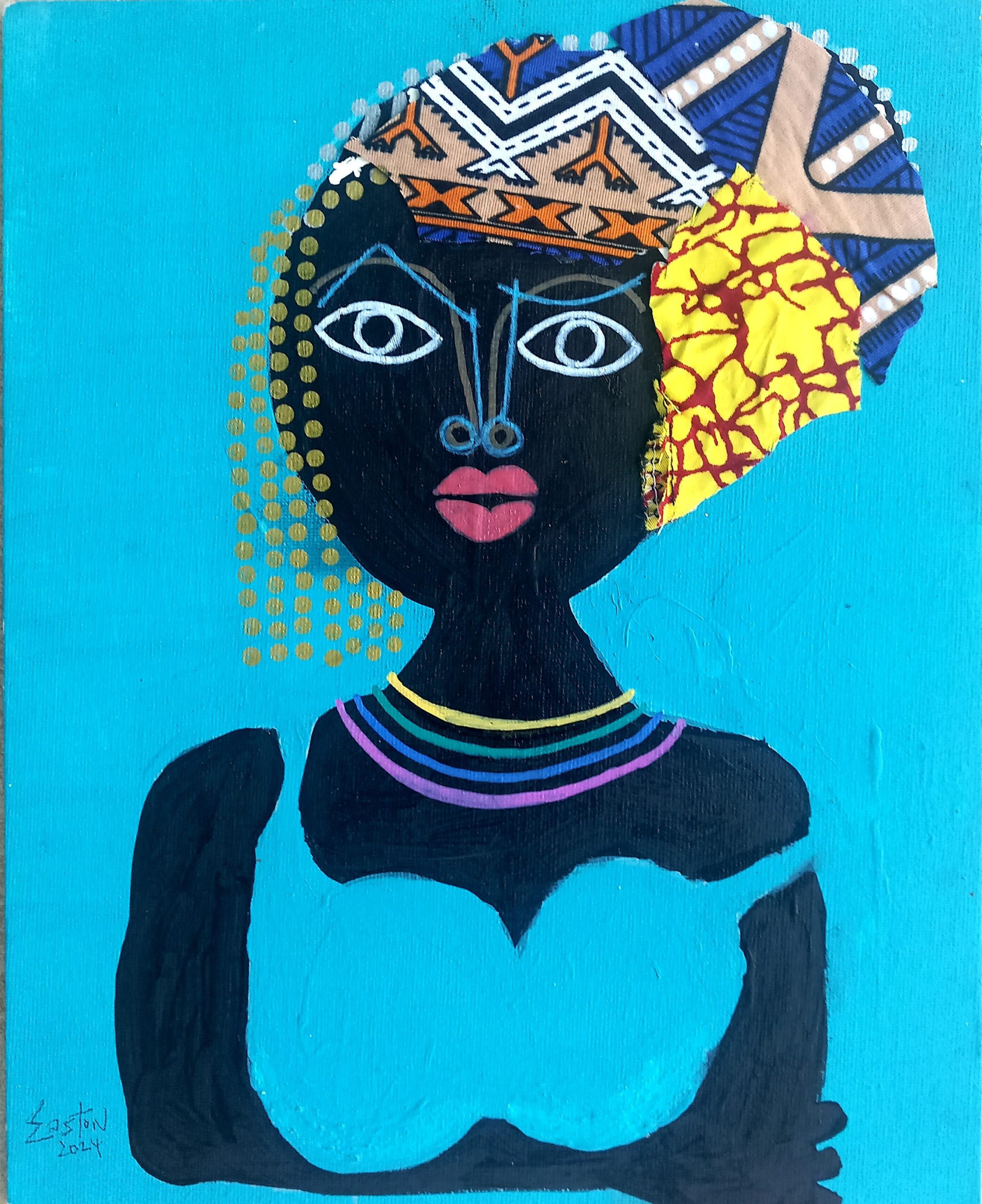 Blue Queen 2, 9 x 12 inches, acrylic on canvas, by Easton, 2026